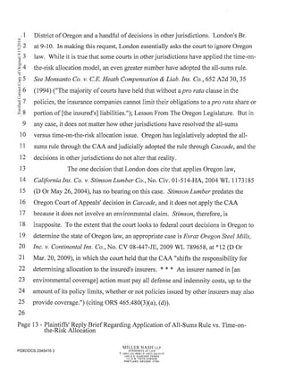 2014 09-12 plaintiff's reply brief re application of all-sums rule v. time-on-the-risk allocation