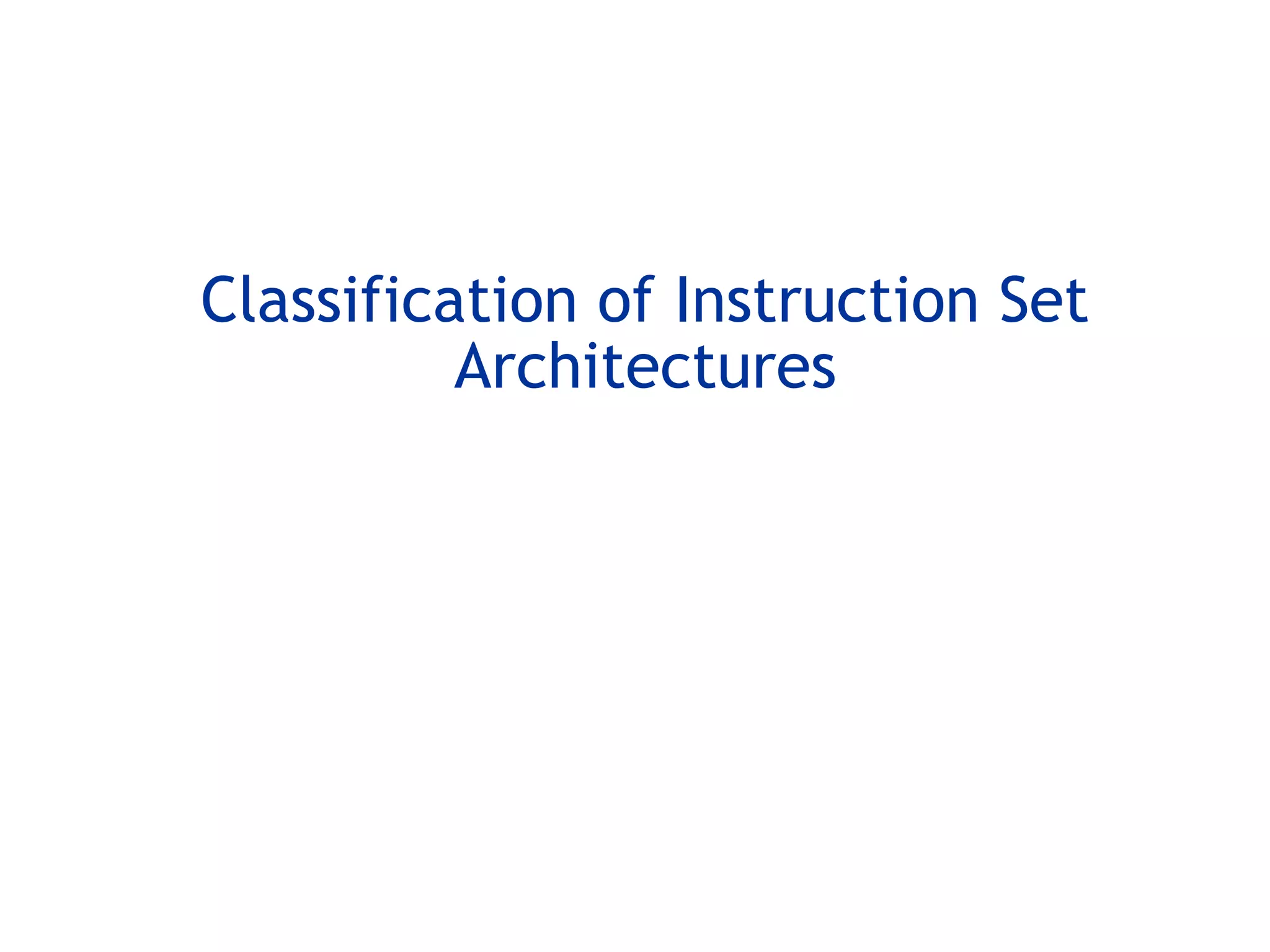 Classification of Instruction Set
Architectures
 