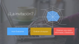 Auto Evaluarse Evaluar al equipo
¿La invitación?
Obtener una visión
informada y Gestionar.
 