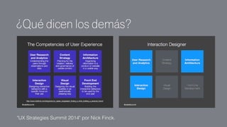 ¿Qué dicen los demás?
"UX Strategies Summit 2014" por Nick Finck.
 
