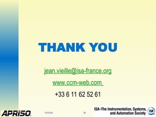 12/23/24 26
THANK YOU
jean.vieille@isa-france.org
www.ccm-web.com
+33 6 11 62 52 61
 