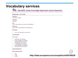 Vocabulary services
http://data.europeana.eu/concept/loc/sh85148236
 