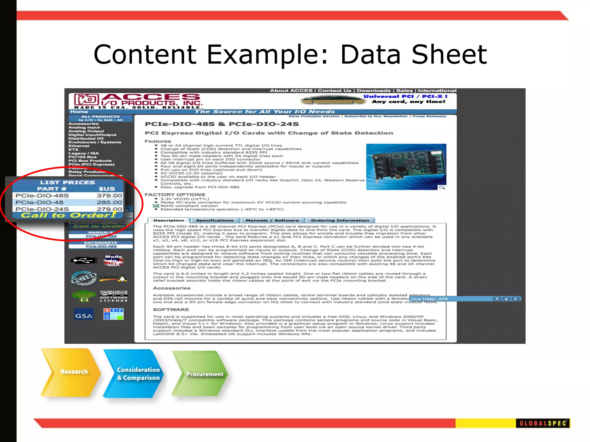 Content Example: Data Sheet 