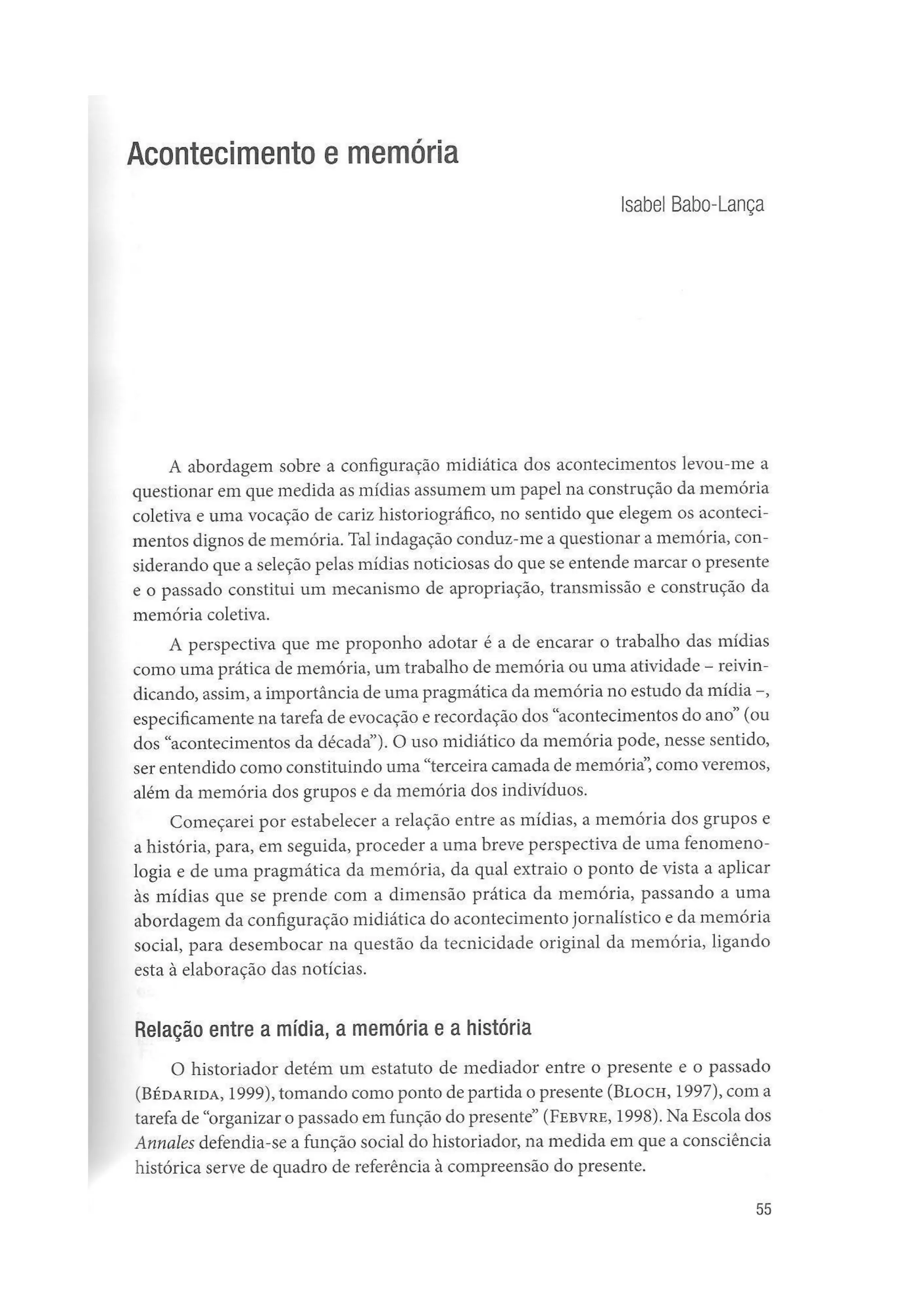 Isabel Babo Lança - acontecimento e memória