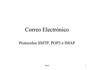 Correo Electrónico 
Protocolos SMTP, POP3 e IMAP 
Email 1 
 