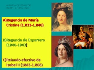 MINORÍA DE EDAD DE ISABEL II (1833-1843) 