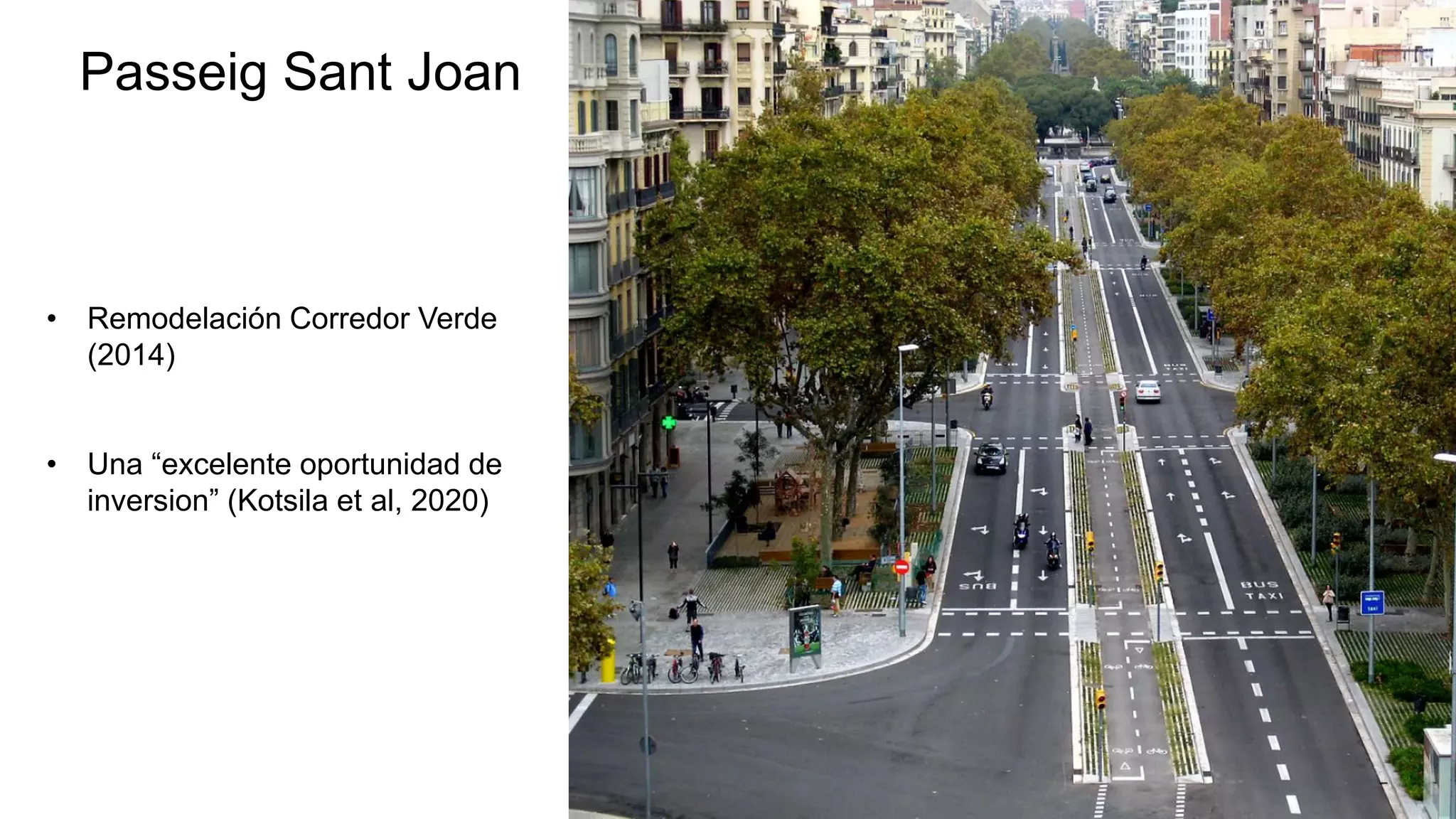 (Kotsila et al. 2020)
• Remodelación Corredor Verde
(2014)
• Una “excelente oportunidad de
inversion” (Kotsila et al, 2020)
Passeig Sant Joan
 