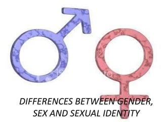 DIFFERENCES BETWEEN GENDER,
SEX AND SEXUAL IDENTITY
 