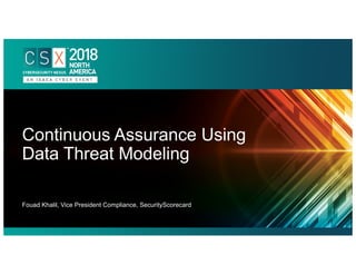 Fouad Khalil, Vice President Compliance, SecurityScorecard
Continuous Assurance Using
Data Threat Modeling
 
