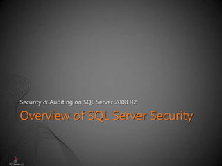 3
Overview of SQL Server Security
Security & Auditing on SQL Server 2008 R2
 