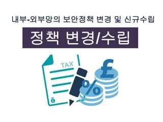 내부-외부망의 보안정책 변경 및 신규수립
정책 변경/수립
 