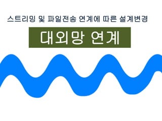 스트리밍 및 파일전송 연계에 따른 설계변경
대외망 연계
 