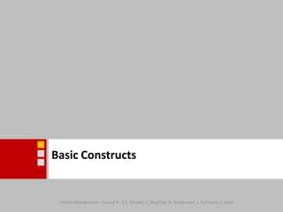 Basic ConstructsBrand Management – Group 4 - E.L. Mulder, C. Neghina, D. Oosterveer, L. Partouns, S. Voet