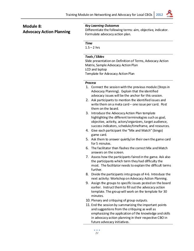 Isaean 2012 cbo training module on networking and advocacy