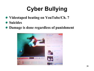 Cyber Bullying Videotaped beating on YouTube/Ch. 7 Suicides Damage is done regardless of punishment 