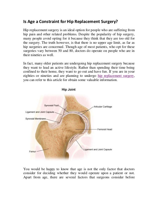 Is Age a Constraint for Hip Replacement Surgery?