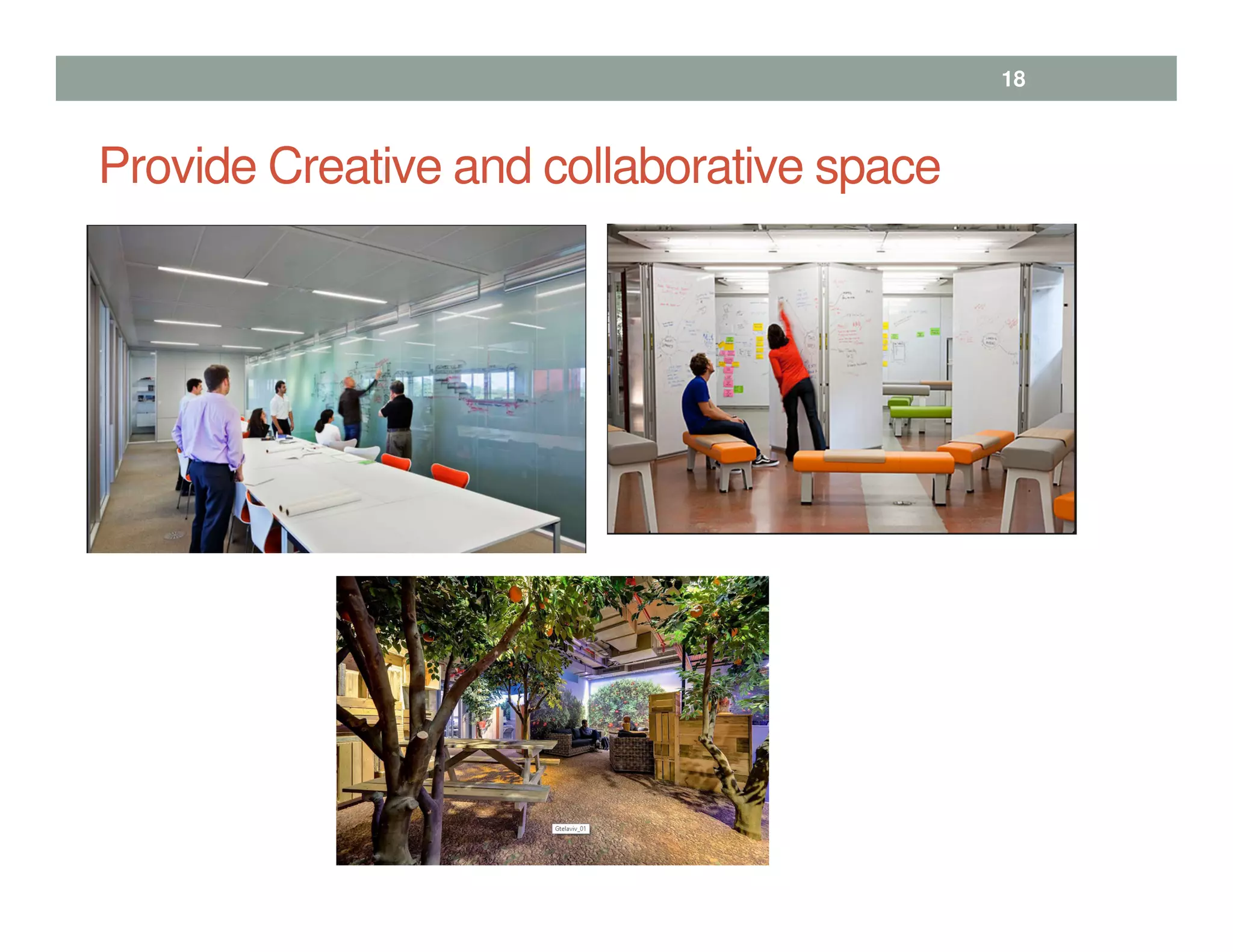 Provide Creative and collaborative space
18
 