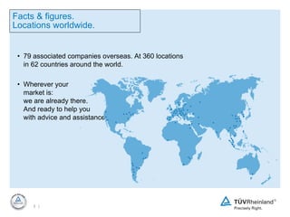 Facts & figures.  Locations worldwide. 79 associated companies overseas. At 360 locations in 62 countries around the world. Wherever your market is: we are already there. And ready to help you with advice and assistance. 