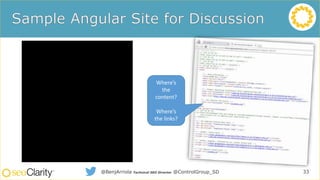 33@BenjArriola Technical SEO Director @ControlGroup_SD
Where’s
the
content?
Where’s
the links?
 