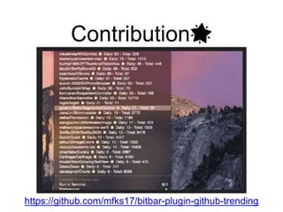 Contribution🌟
https://github.com/mfks17/bitbar-plugin-github-trending
 