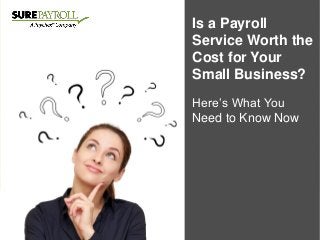 CONFIDENTIALCONFIDENTIAL
Is a Payroll
Service Worth the
Cost for Your
Small Business?
Here’s What You
Need to Know Now
 