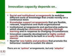 Innovation systems approach for agricultural transformation