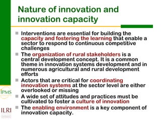 Innovation systems approach for agricultural transformation