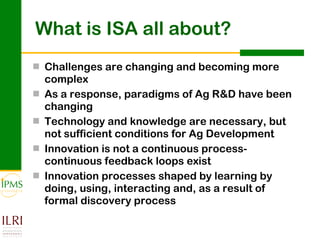 Innovation systems approach for agricultural transformation