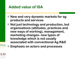Innovation systems approach for agricultural transformation
