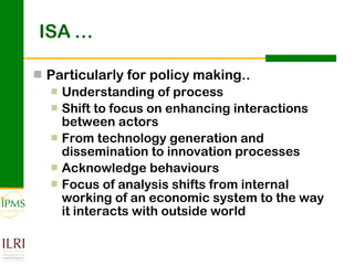 Innovation systems approach for agricultural transformation