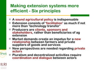 Innovation systems approach for agricultural transformation