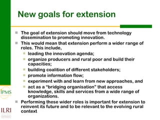 Innovation systems approach for agricultural transformation