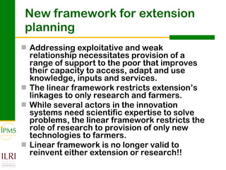 Innovation systems approach for agricultural transformation