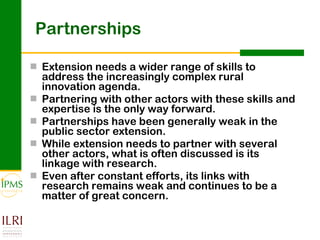 Innovation systems approach for agricultural transformation