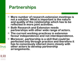 Innovation systems approach for agricultural transformation