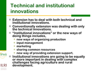 Innovation systems approach for agricultural transformation