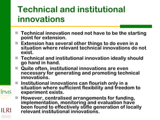 Innovation systems approach for agricultural transformation