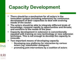 Innovation systems approach for agricultural transformation