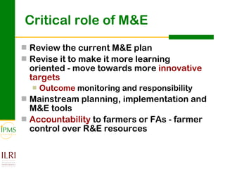 Innovation systems approach for agricultural transformation
