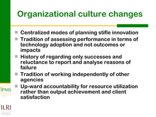 Innovation systems approach for agricultural transformation