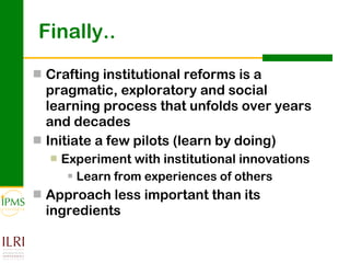 Innovation systems approach for agricultural transformation