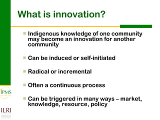 Innovation systems approach for agricultural transformation