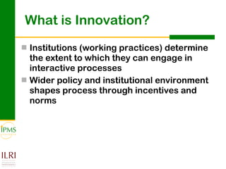 Innovation systems approach for agricultural transformation