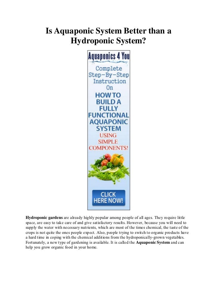 is aquaponic system better than a hydroponic system