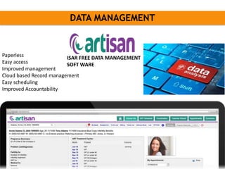 DATA MANAGEMENT
DATA MANAGEMENT
Paperless
Easy access
Improved management
Cloud based Record management
Easy scheduling
Improved Accountability
ISAR FREE DATA MANAGEMENT
SOFT WARE
 