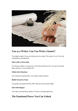 Exploring Sonnets: Beyond Love Poems to Form, Feeling, and Voice | DOCX