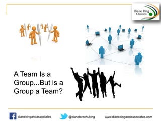 www.dianekingandassociates.comdianekingandassociates @dianebrochuking www.dianekingandassociates.comdianekingandassociates @dianebrochuking
A Team Is a
Group...But is a
Group a Team?
 