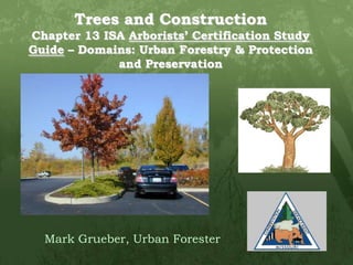 Trees and Construction Chapter 13 ISA Arborists’ Certification Study Guide – Domains: Urban Forestry & Protection and Preservation Mark Grueber, Urban Forester 