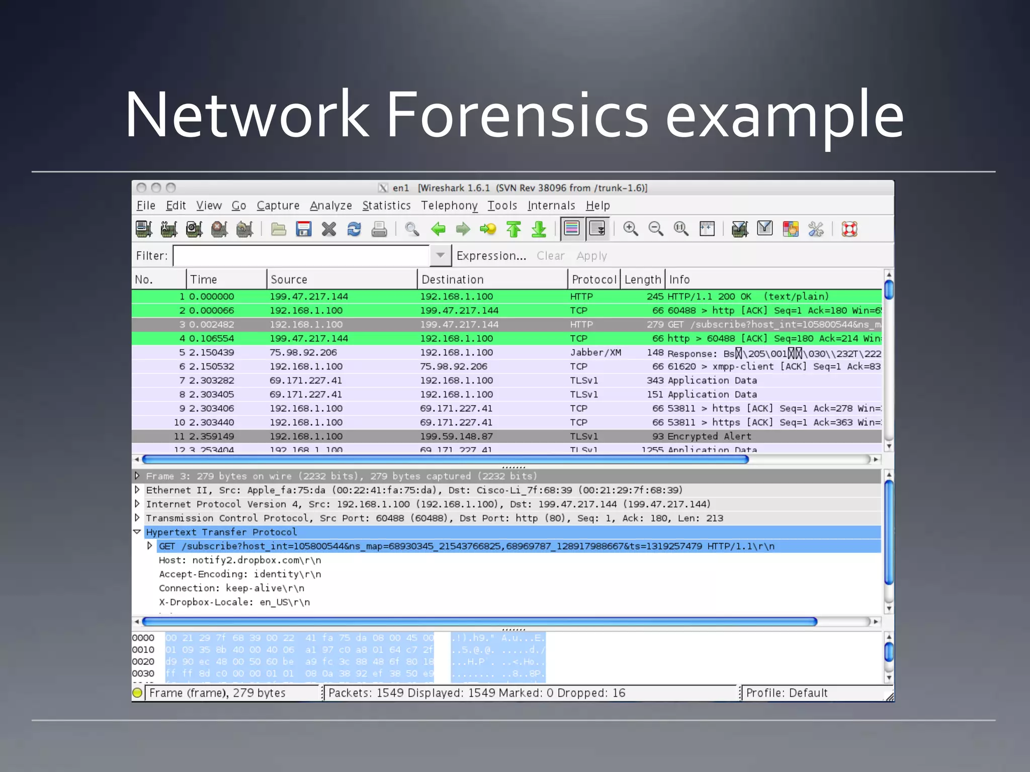Network Forensics example
 