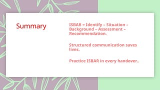 ISBAR Handover.pptx............................ | PPTX